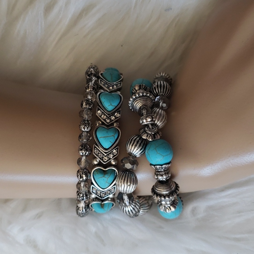 Turquoise and Silver Bangles Bracelets
